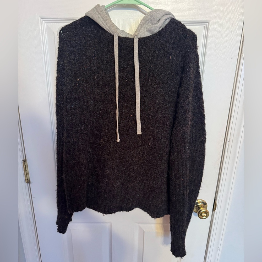 Cozy Black Knit Hoodie Sweater